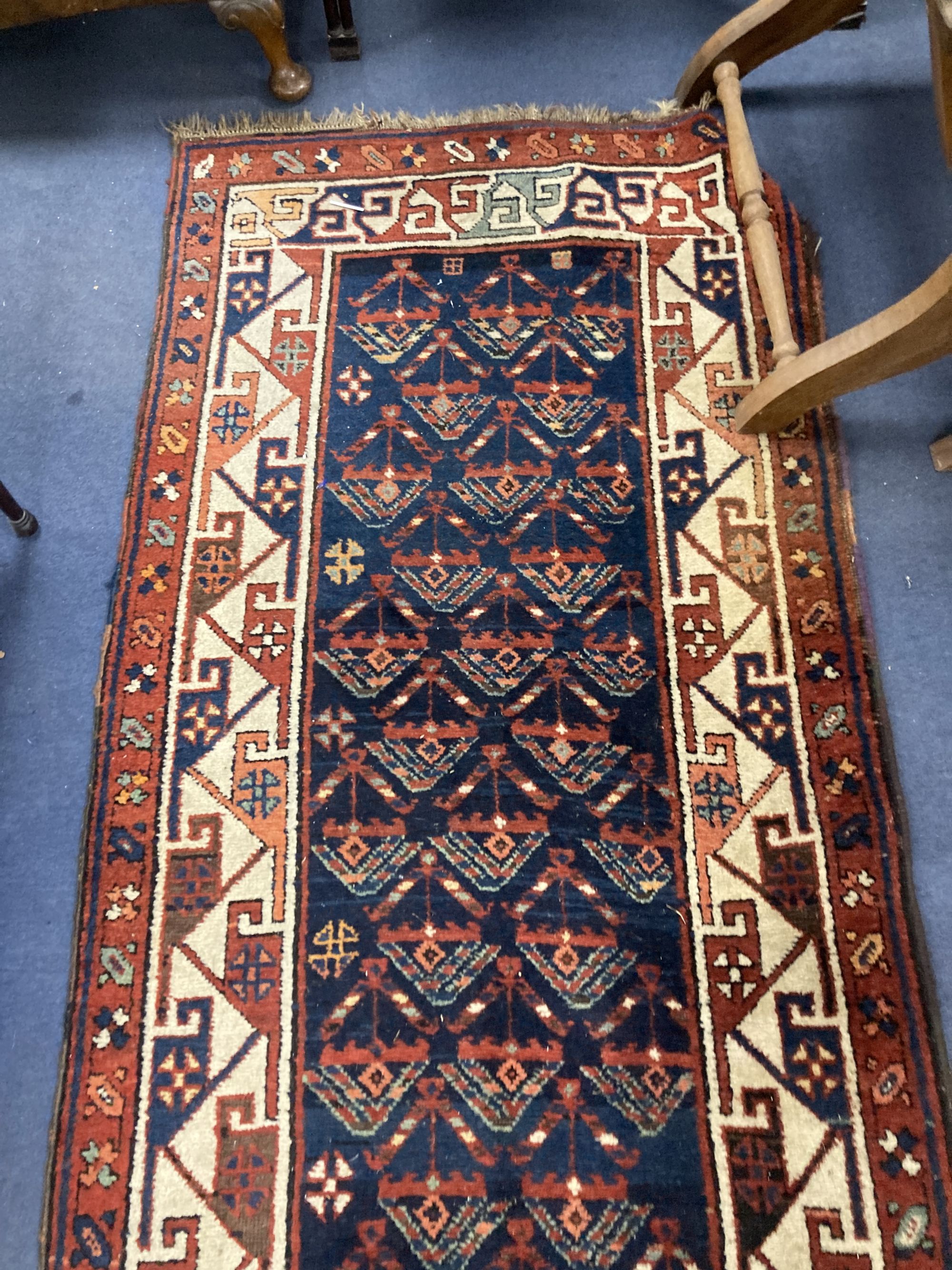 A Caucasian geometric pattern runner, 366 x 90cm